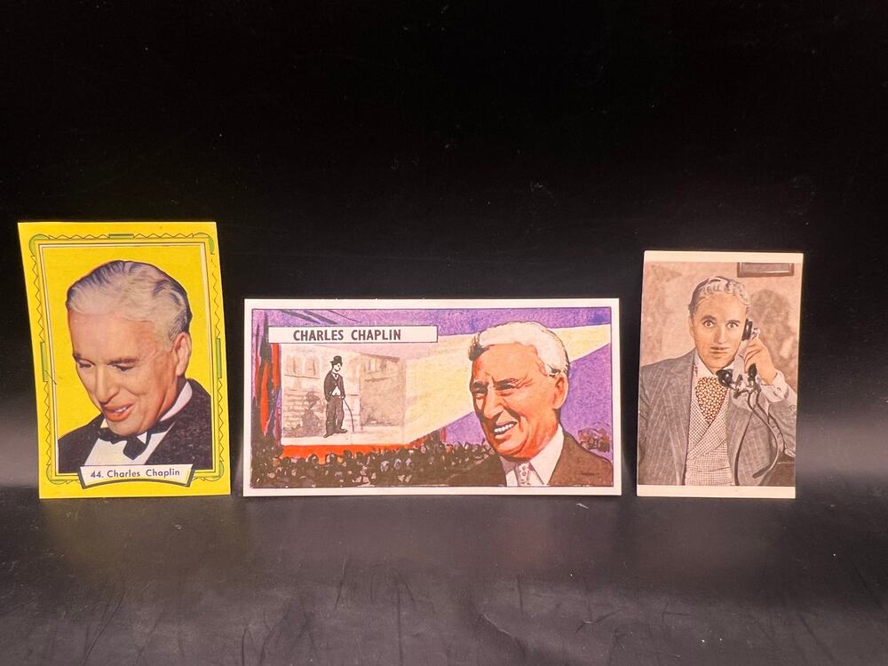3 Charlie Chaplin Cards Modern Times, The Kid, Monsieur Verdoux, Charles Chaplin